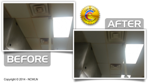 Before and After Cleaning of the Acoustical Ceilings